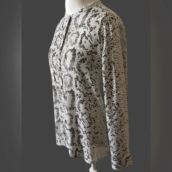 J. Crew Black, Gray and White Snakeskin Blouse Size L - Picture 4 of 11